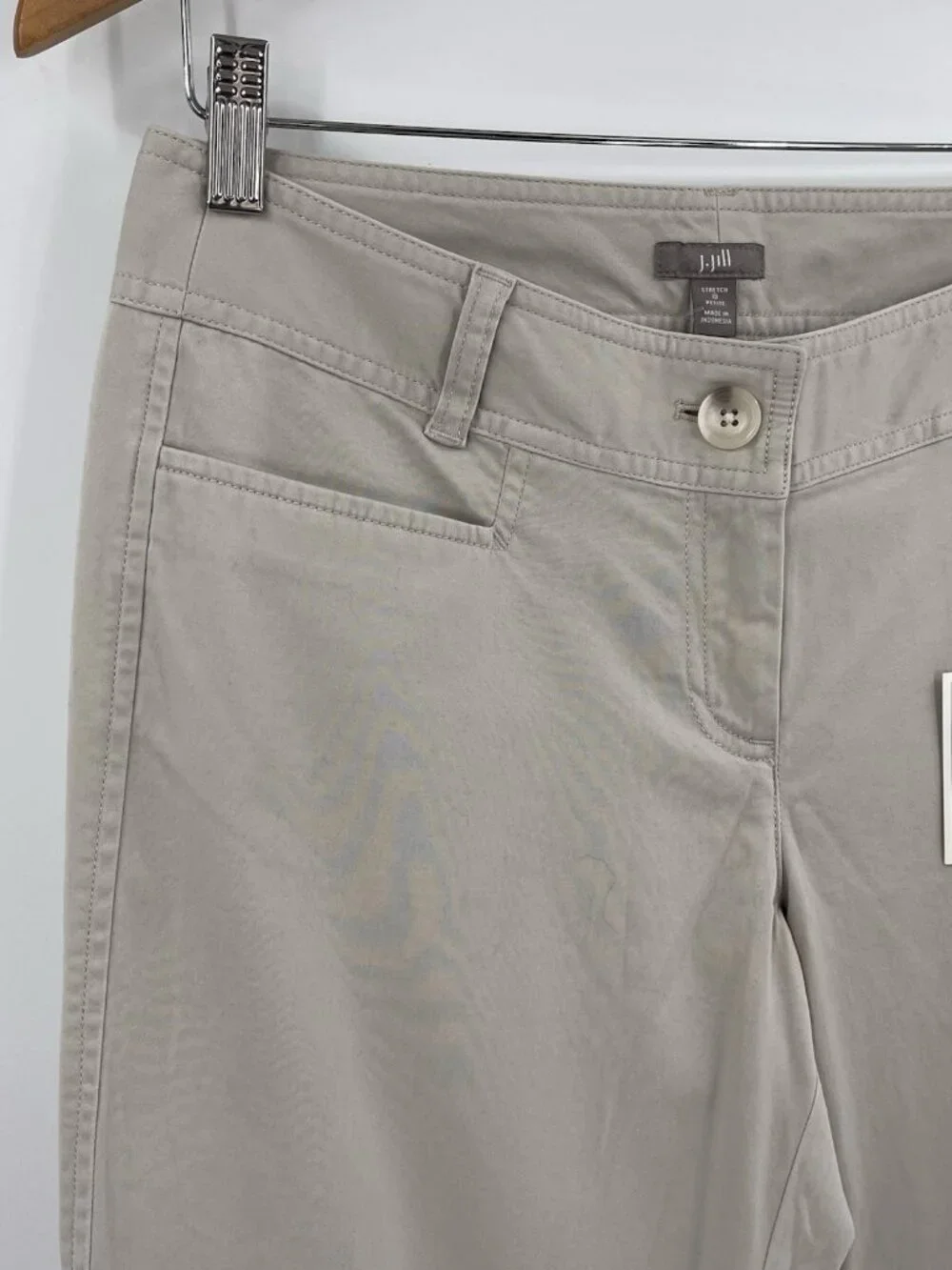 J.JILL Women's Tan Soapstone Flat Front Wide Leg Chino Pants NWT 6 Petite - Picture 2 of 6